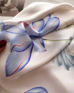 Spring and Autumn new 70cm small square scarf imitation silk scarf floral print neckerchief