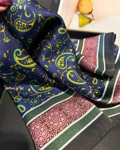 Elegant paisley print silk feel small square scarf 70cm neckerchief for daily women