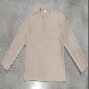 Mens casual waffle knit long sleeve henley shirt vintage textured pullover top