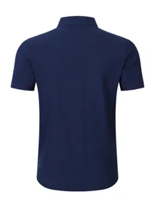Classic solid color men's short sleeve linen shirt, casual loose lapel breathable top for spring.