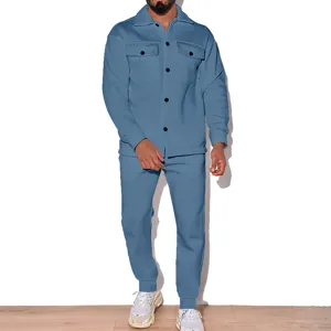 Ensemble deux pieces decontracte pour homme veste bleu clair et pantalon assorti