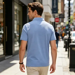 Polo homme ete decontracte respirant manches courtes coupe slim col classique haut