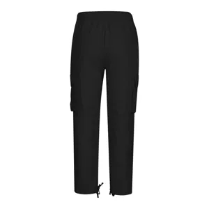 Pantalón cargo casual negro para hombre con múltiples bolsillos y cordón en el dobladillo