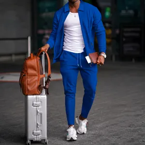 Mens Waffle Knit Zip Up Cardigan Jacket And Trousers Tracksuit Casual Autumn Set New