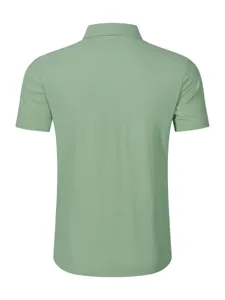 Men's solid color linen short sleeve polo shirt casual lapel loose breathable summer top