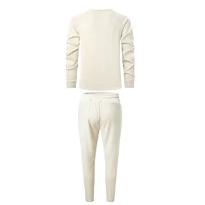 Set andriko poulover kai panteloni waffle makrymaniko me piso opsi casual outfit 01