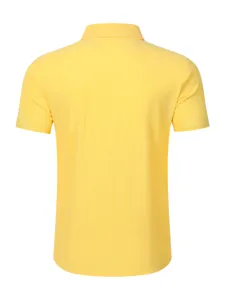 Camisa polo manga corta amarillo liso hombre verano casual parte superior transpirable