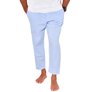 Men casual linen trousers summer light blue breathable comfortable streetwear fashion daily pants
