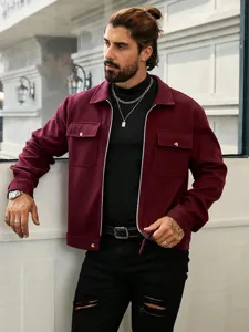 Heren mode wollen jas met rits detail, stijlvolle casual bovenkleding voor herfst en winter.