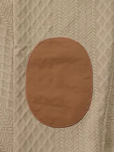 Men's casual knit sweater elbow patch detail, autumn winter jacquard pullover fabric.