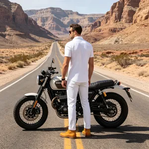 Vista detallada de la camisa de lino blanco de manga corta para hombre, estilo retro de verano.