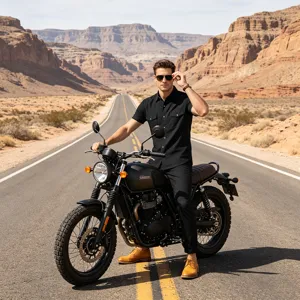 Camisa de hombre estilo moto retro de lino manga corta casual doble bolsillo elegante.