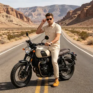 Camisa de manga corta de lino retro para hombre con bolsillos dobles estilo desierto