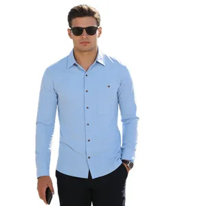 Men casual long sleeve linen shirt breathable solid color button down business top for summer