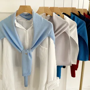 Châle tricoté minimaliste coréen col amovible assorti à la chemise blanche élégant