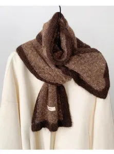 Bufanda de punto esponjoso para mujer de invierno, cuello de cachemira cálido y grueso.