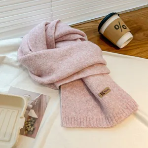 Pink knit wool-blend winter scarf cozy warm soft autumn fashion accessory for women daily wear