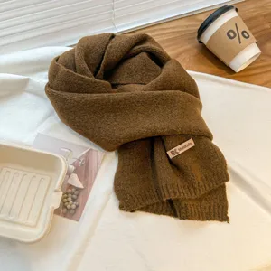 Brown Maillard polyester imitation wool scarf for women and men, warm winter neck warmer.
