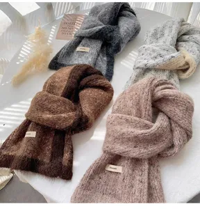 Bufanda de punto grueso para mujer de invierno, cuello cálido y suave para el trabajo