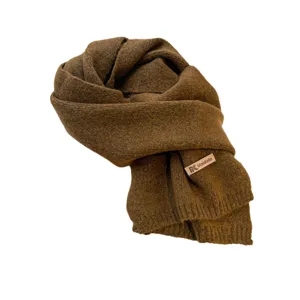 Cozy brown winter scarf for women and men, warm knit fashion neck warmer main image
