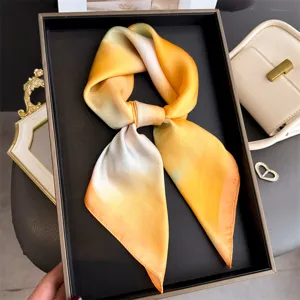 Women Fashion Gradient Print Square Scarf Lightweight Satin Feel Neck Scarf Head Scarf