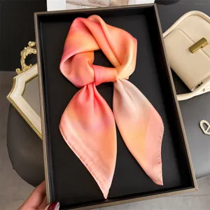 Gradient silk scarf for women square neckerchief stylish soft head wrap elegant accessory