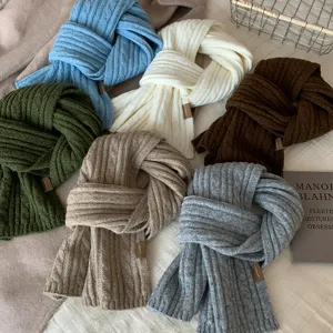 Winter Warm Solid Color Knit Scarf For Women Soft Cozy Chic Casual Wool Blend Neck Scarf Daily Outdoor Wear