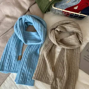 Winter chunky knit scarf for women, cozy soft warm solid color winter fashion neck warmer.