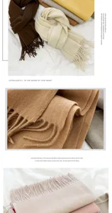 Herfst winter klassieke effen wol sjaal warme zachte vrouwen kwastje sjaal comfortabel