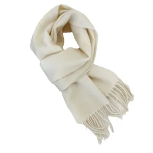 Klassieke effen winter warme wollen sjaal met franjes voor dames elegante zachte stijl