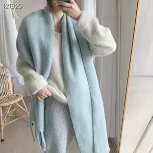 Macaron mohair large scarf autumn winter warm thickened solid color cozy fashion winter warm scarf