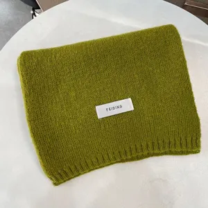 Solid color knitted neck warmer autumn winter cozy scarf for women daily casual warm wear