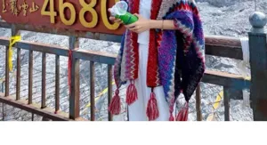 Ethnic colorful knitted tassel shawl cape women travel outer wear winter blanket scarf