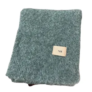 Korean style mohair winter knitted scarf for women, soft solid color cozy warm neck scarf.