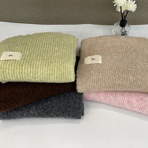 Thickened soft plush knitted scarf, cozy winter warm shawl, multiple colors available for women.