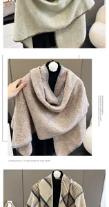 Women winter triangular shawl office warm wrap solid plaid scarf elegant fashion outdoor