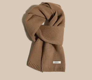 Cozy brown knitted wool scarf for women winter fashion warm neck wear soft daily accessory