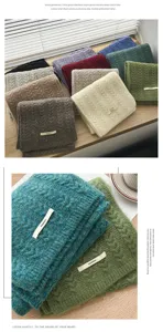 Cozy winter cable knit scarf for women, warm thick solid color woolen neck wrap.