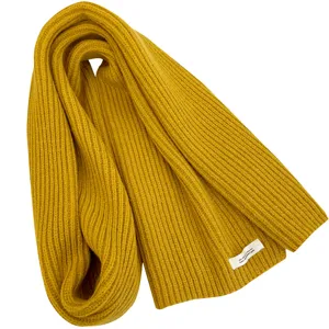Winter warm solid color ribbed knit scarf for women and men, cozy fashion neck warmer accessory.