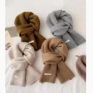 Winter Warm Cashmere Wool Scarf Solid Color Versatile Knitted Long Neck Scarf For Men And Women Winter Fashion Apparel
