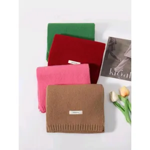 Solid color knitted wool winter warm scarf for men and women, multi-color fashion winter neck warmer.