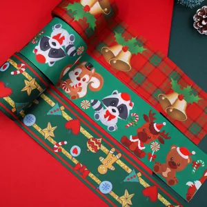 75mm double-sided Christmas ribbon thermal transfer festive tree decoration gift wrapping