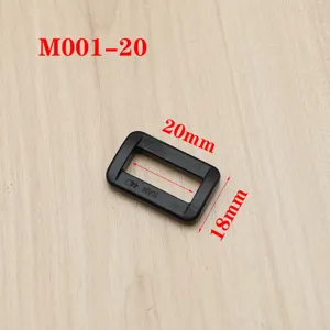 Boucle rectangulaire en plastique noir 20mm régleur de sangle accessoire de sac à dos