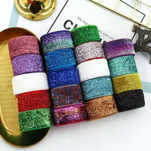 Glitter ribbon elastic band for DIY hair accessories, sewing crafts and garment decoration details.