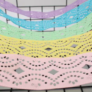 Ruban creux coloré 3.8cm motif vague nœud DIY accessoires de vêtement matériel art