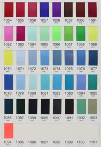 Polyester-Satinband Farbkarte Musterkarte mit verschiedenen einfarbigen Tönen für DIY-Schleifen.