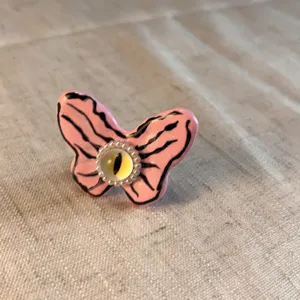 Anello farfalla rosa Y2K con occhio di vetro gioiello estetico indie fatto a mano donna