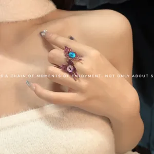 Moda Anello Farfalla Y2K Metallo Vetro Occhio Gioiello Punk Per Donne Quotidiano!