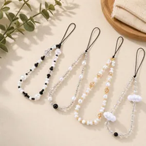 Perlen Handyketten Set, Acryl und Perlen Handgelenkband Handy Lanyard fuer Schutzhuelle