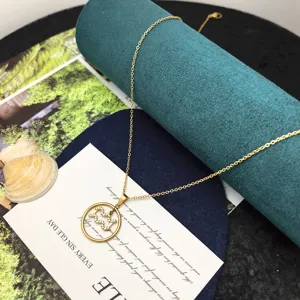 Gold stainless steel zodiac constellation rhinestone pendant necklace for women daily jewelry.